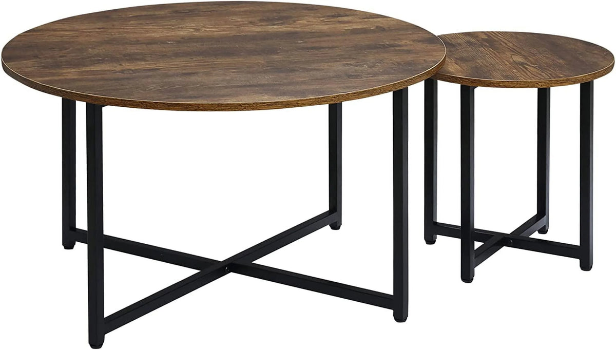 Set of 2 Round Coffee Table with Metal Frame X922015