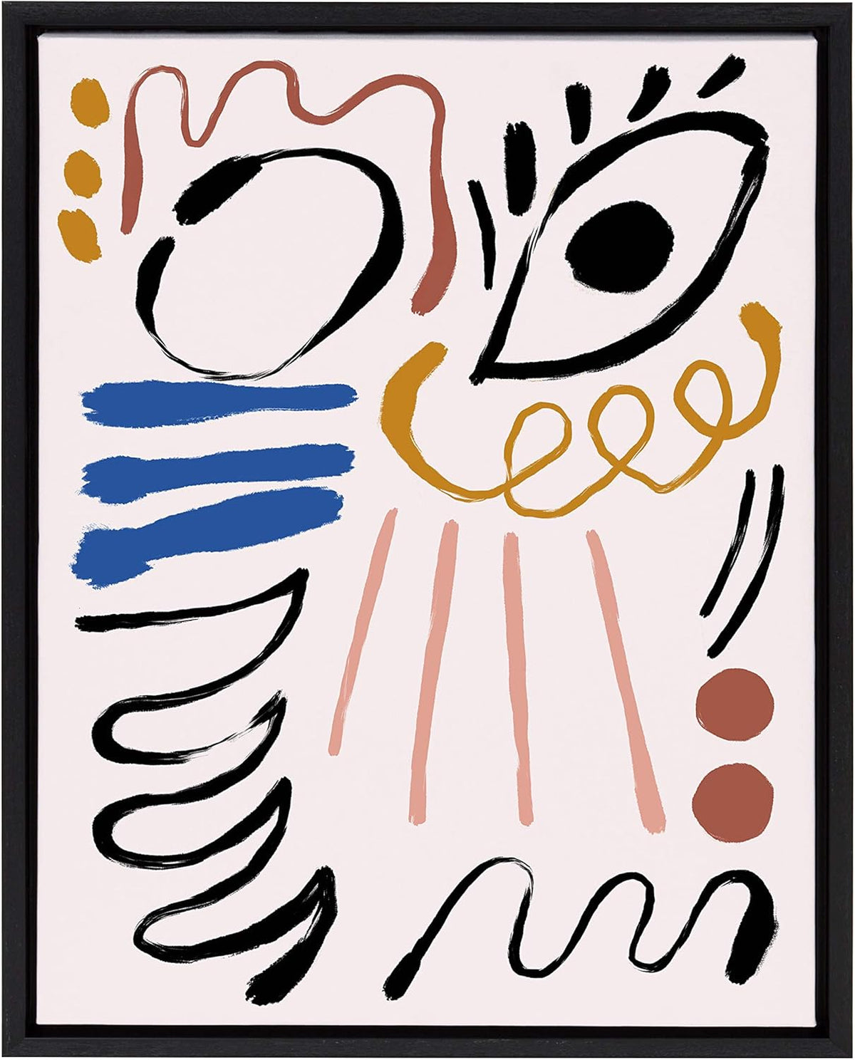 Abstract Face 3 Framed Canvas Wall Art, 23x33 Black F673