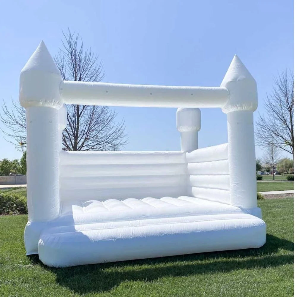 Inflatable White Bounce House with Air Blower 13*10*10ft Z18002