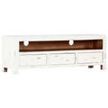 White Solid Acacia Wood TV Cabinet V365