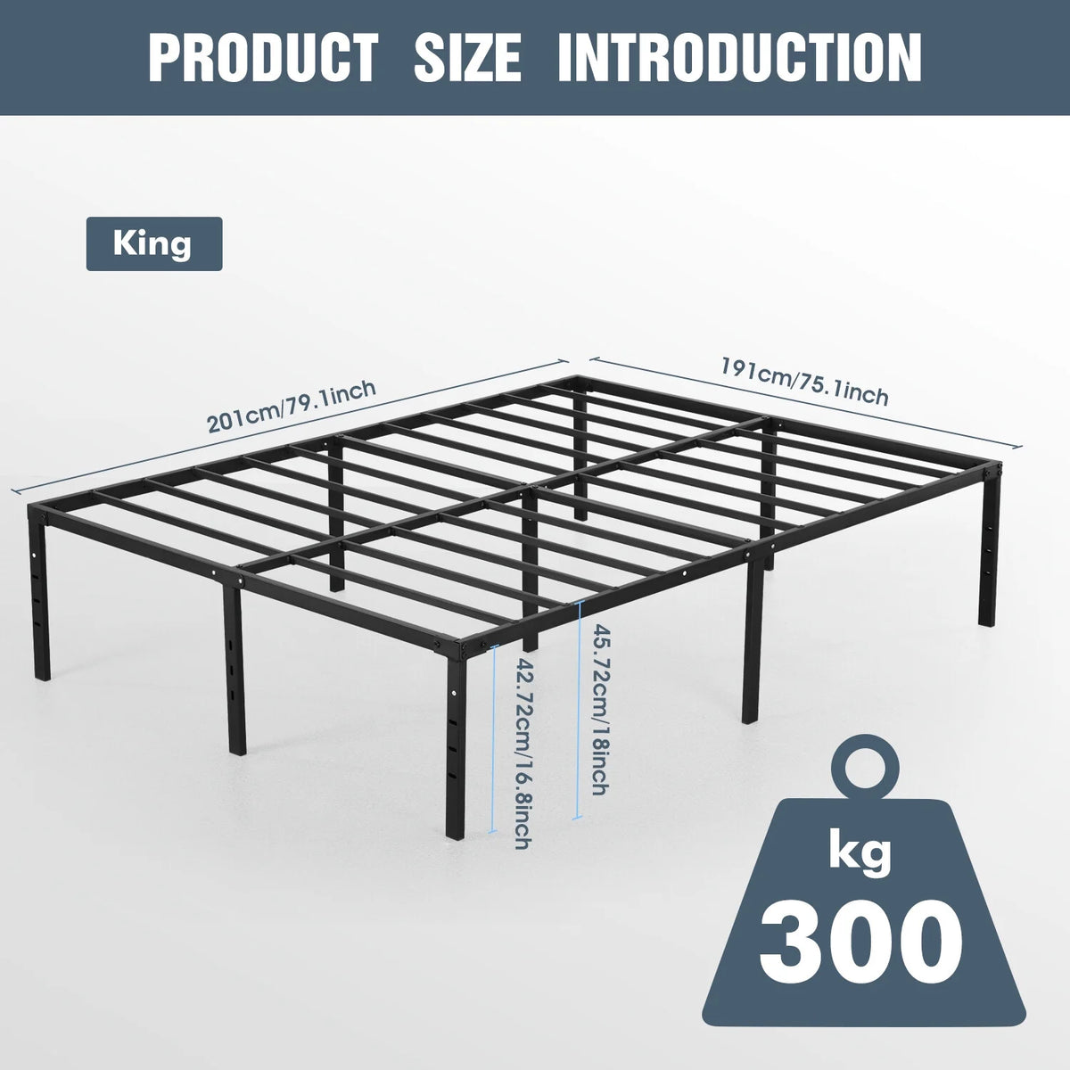 Heavy Duty Steel Slat Queen Bed Frame S8289