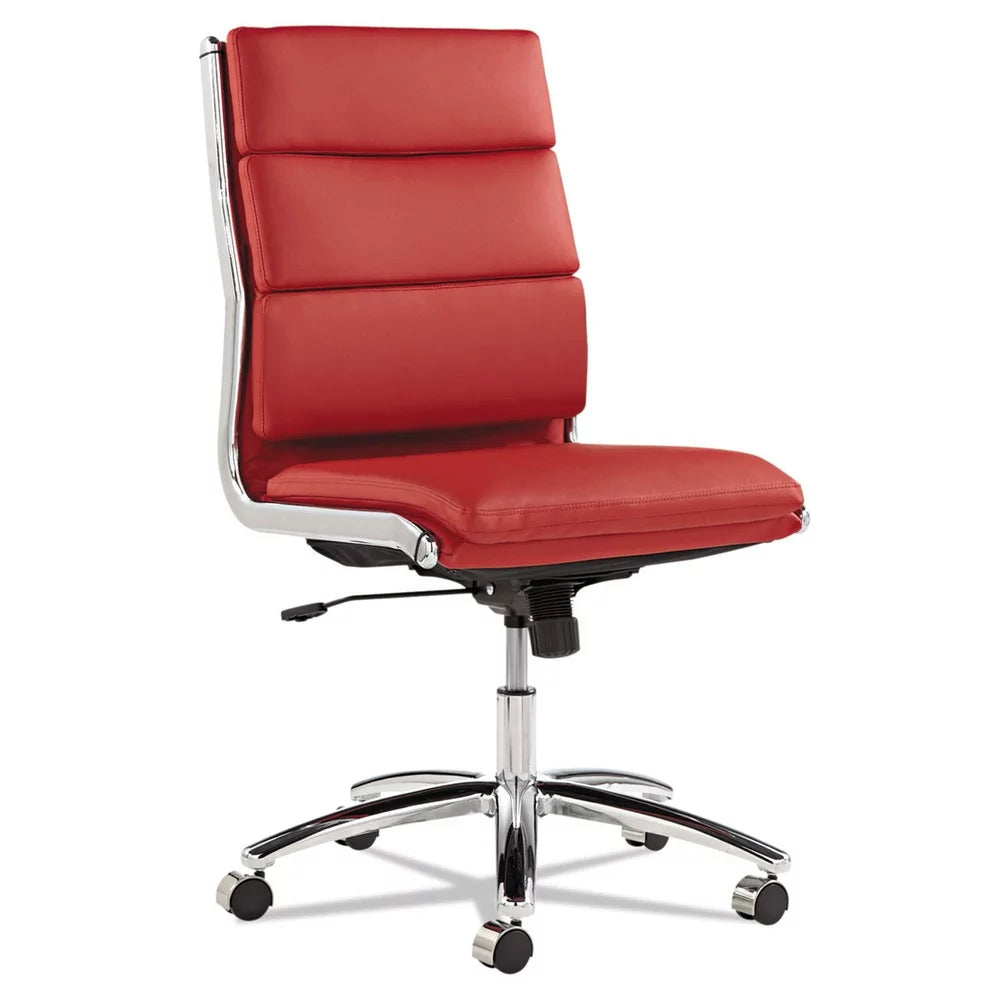 Red Faux Leather Mid-Back Chair W711