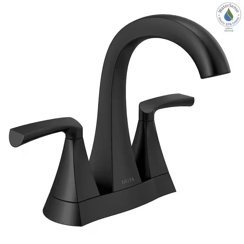2-Handle Centerset Bathroom Faucet in Matte Black U6905