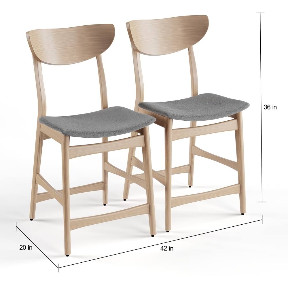Light Beige Natural Walnut Wood Counter Stool Set of 2 J713025