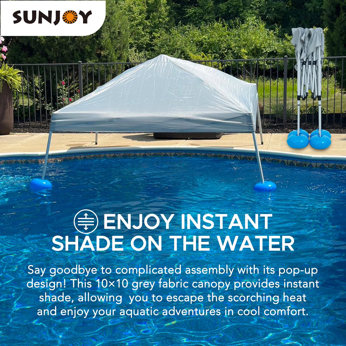 10' × 10' Grey Fabric Pop Up Gazebo Z92595
