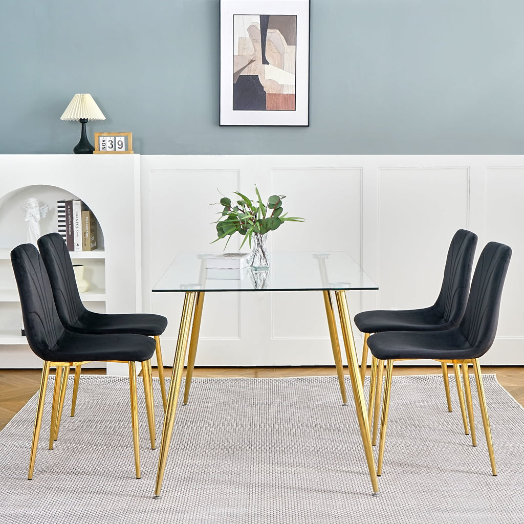 Black Dining Chair with Gold Metal Legs Set of 4 L647385
