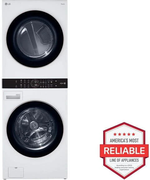 White Front Load Washer & Dryer Stacked Unit W9881