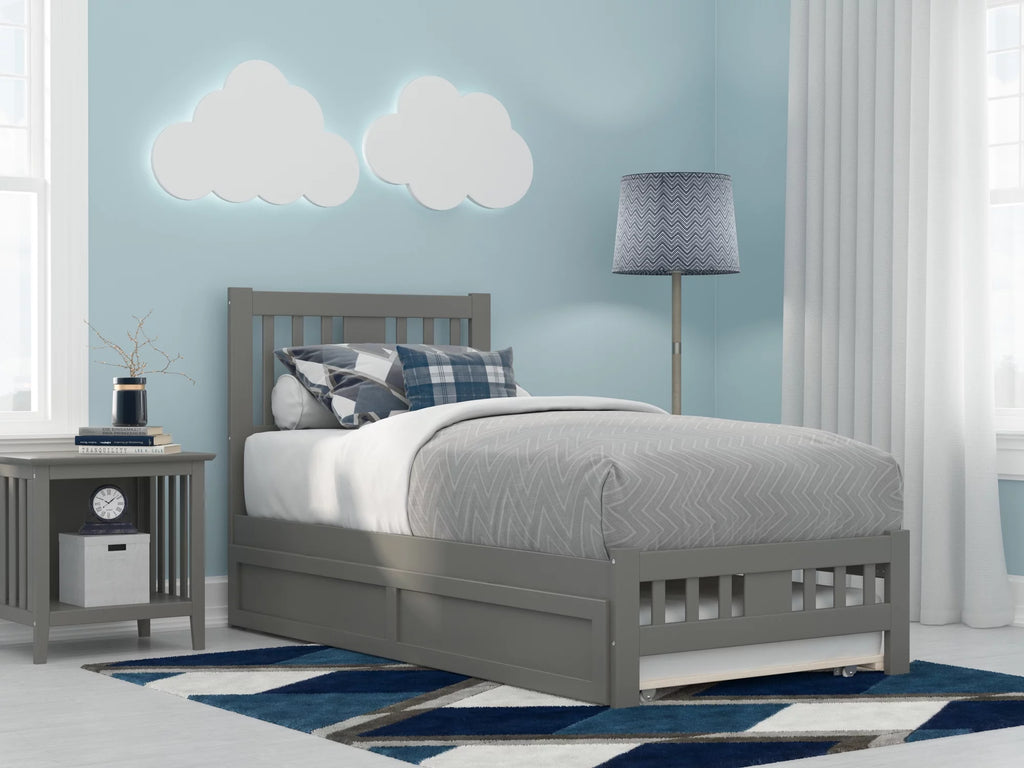 Twin Wood Platform Bed with Trundle W9802