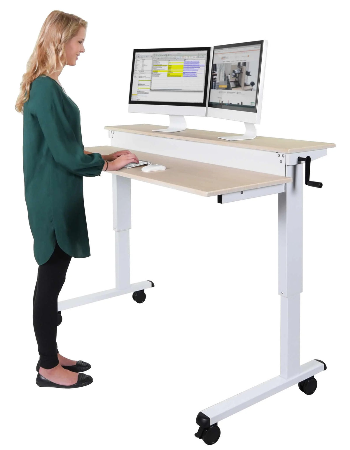 60" Two-tier Crank Adjustable Sit to Stand Desk K281280
