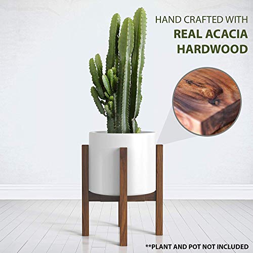Mid Century Solid Wood Acacia Plant Stand F37532