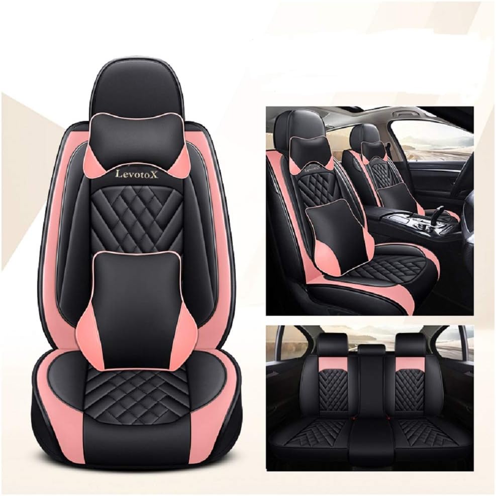 L-Black-Beige Car Seat Covers 5 Seats Full Set B761315