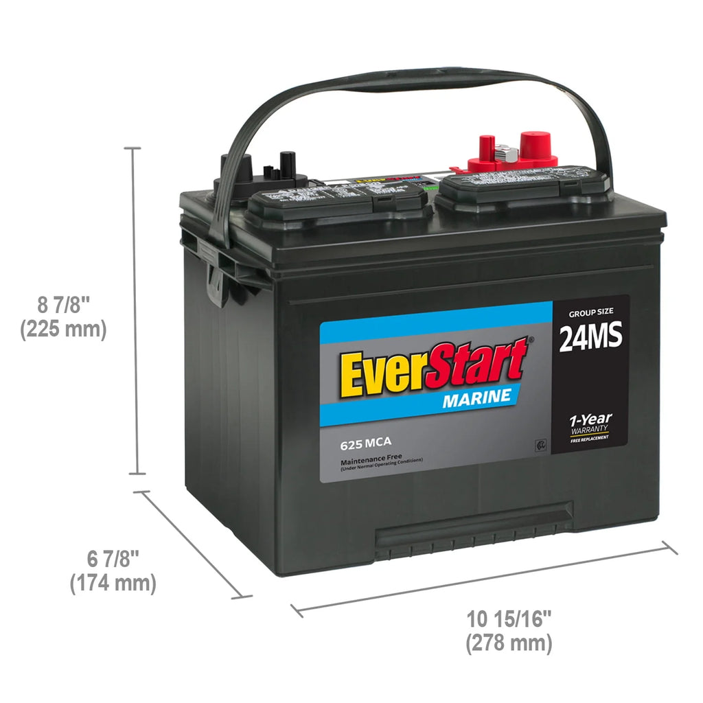 Lead Acid Marine Starting Battery Group Size 24MS 12 Volt 1000 MCA Q870243