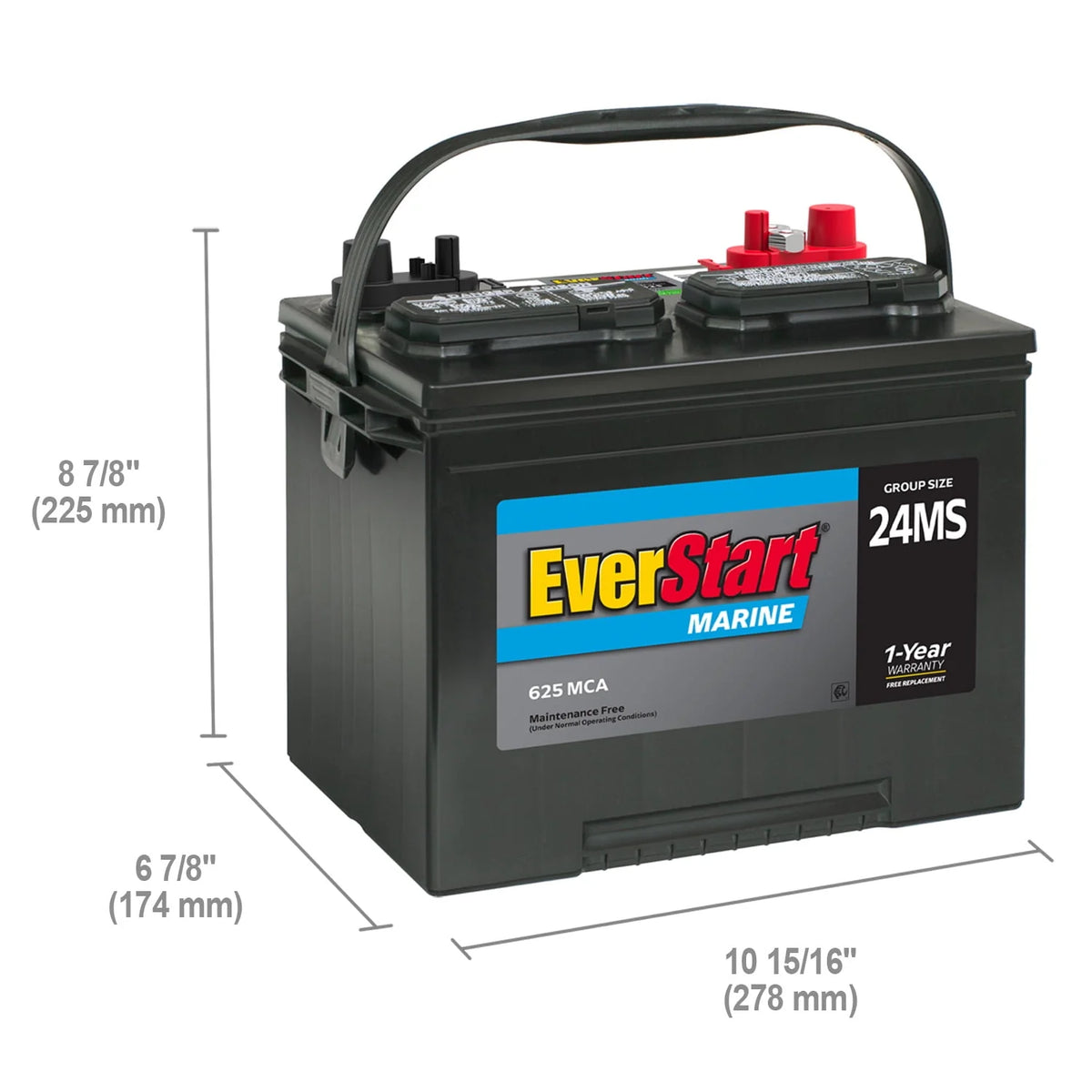 Lead Acid Marine Starting Battery Group Size 24MS 12 Volt 1000 MCA Q870243