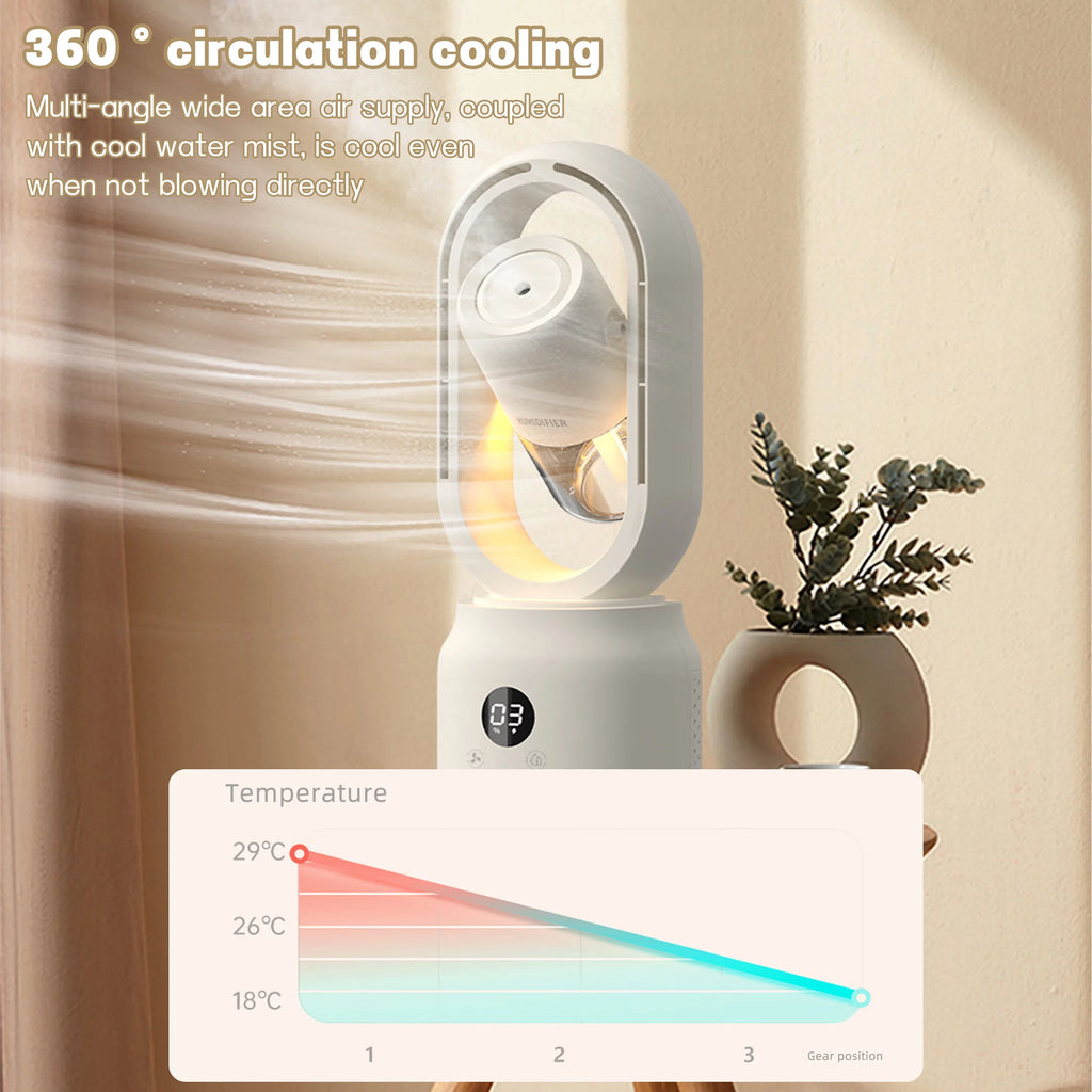 White 3 Speeds Bladeless Tower Fan with Humidifier M70344