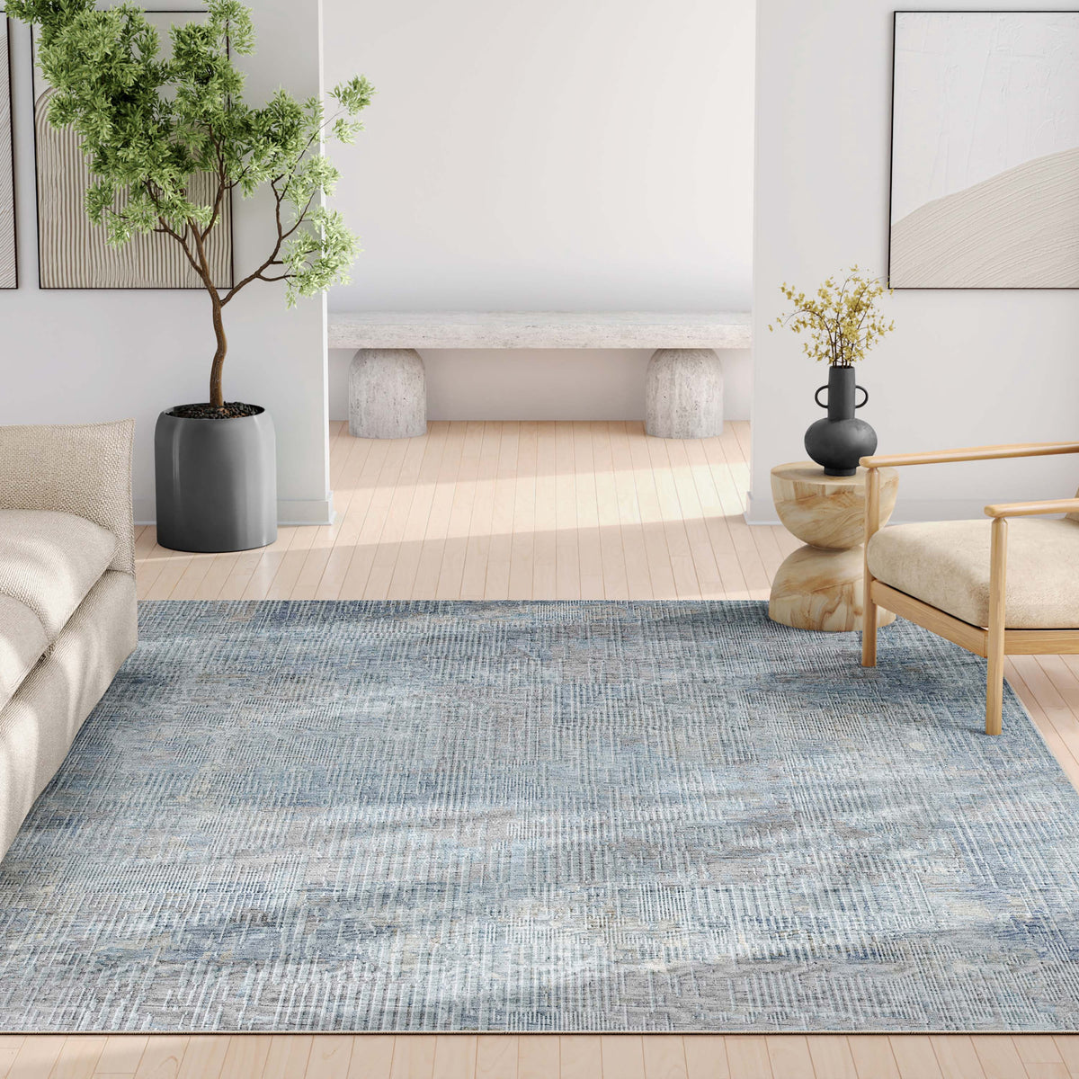 Blue Vintage Flatweave Area Rug B72213