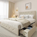 Queen Size Upholstered Storage Bed Frame with 4 Drawers Z655275