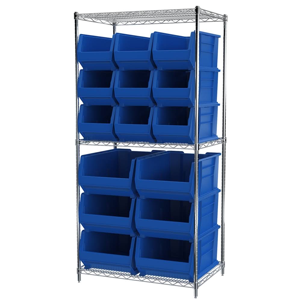 Yellow Wire Shelving with 12 Bins C2883
