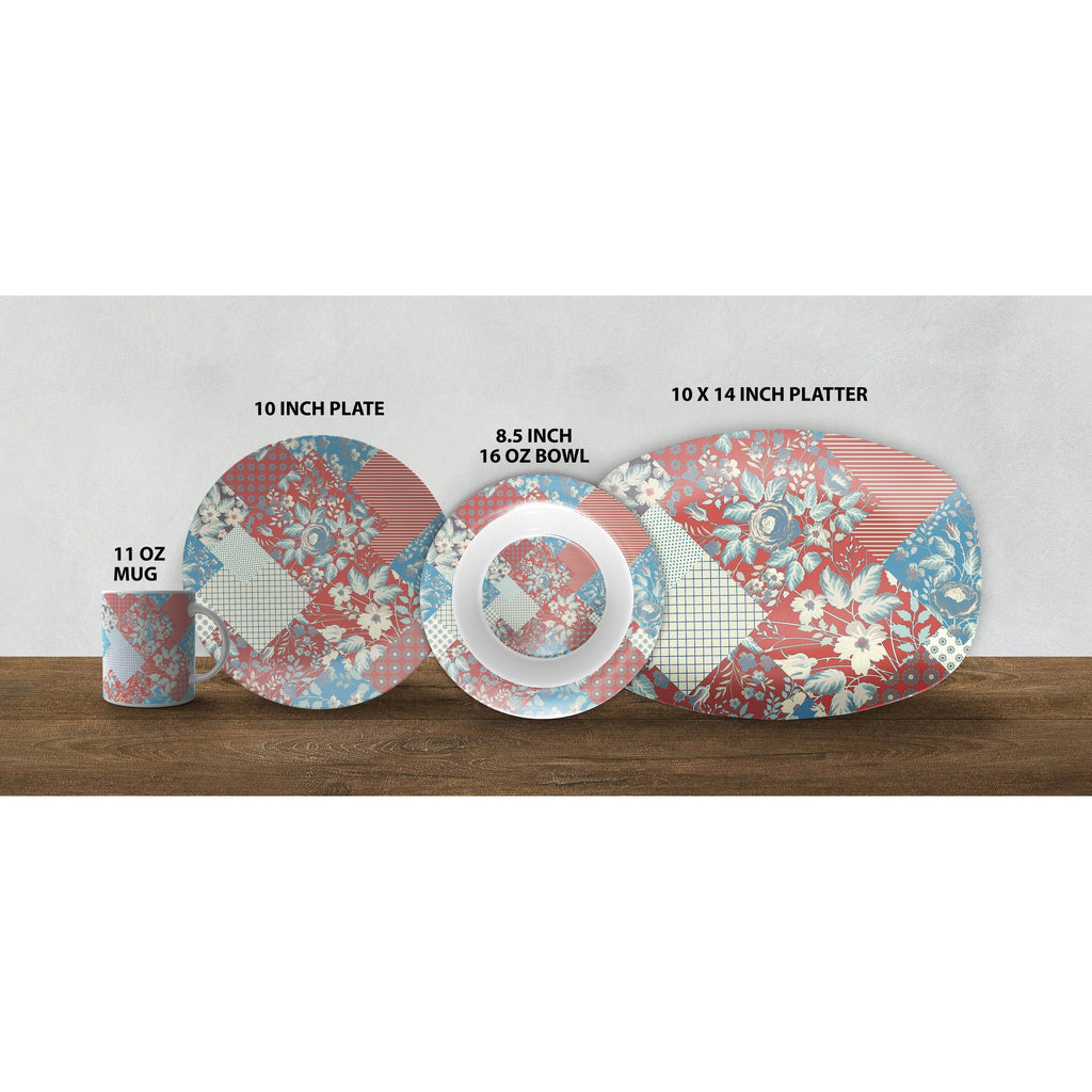 Peach Cream Black 10x22 Microwave Safe Dinner Set D967