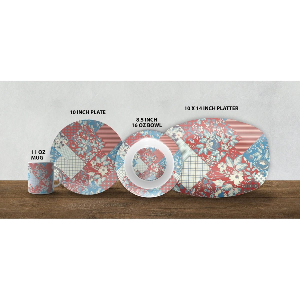Peach Cream Black 10x22 Microwave Safe Dinner Set D967