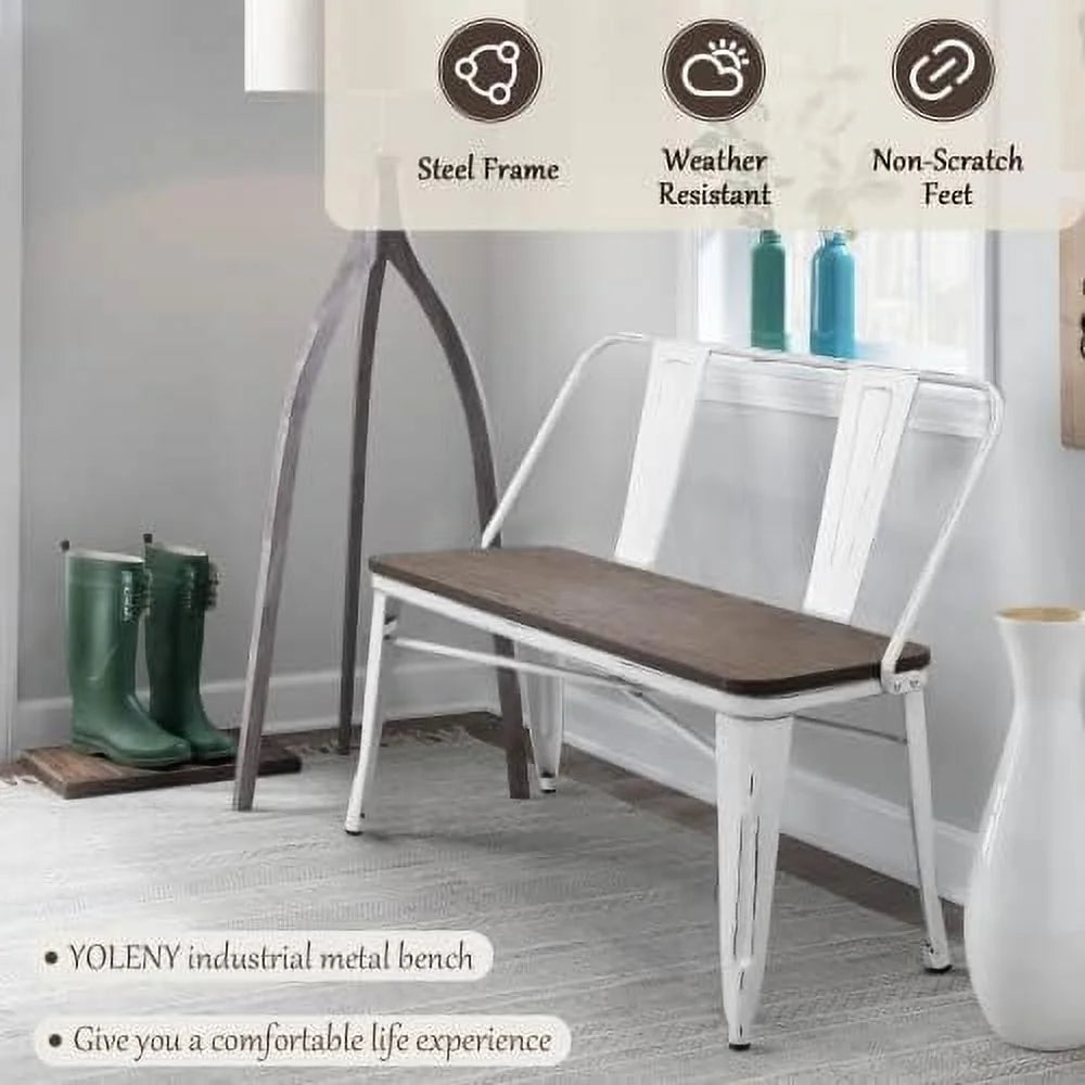 Dining Bench with Back Wood Seat Q2791