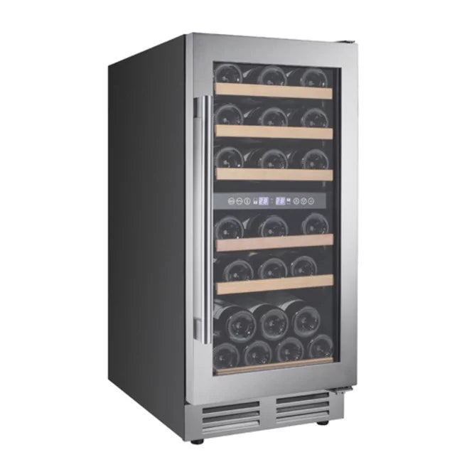 Wine cooler - freestanding - 15.6 in - black/stainless steel T179828
