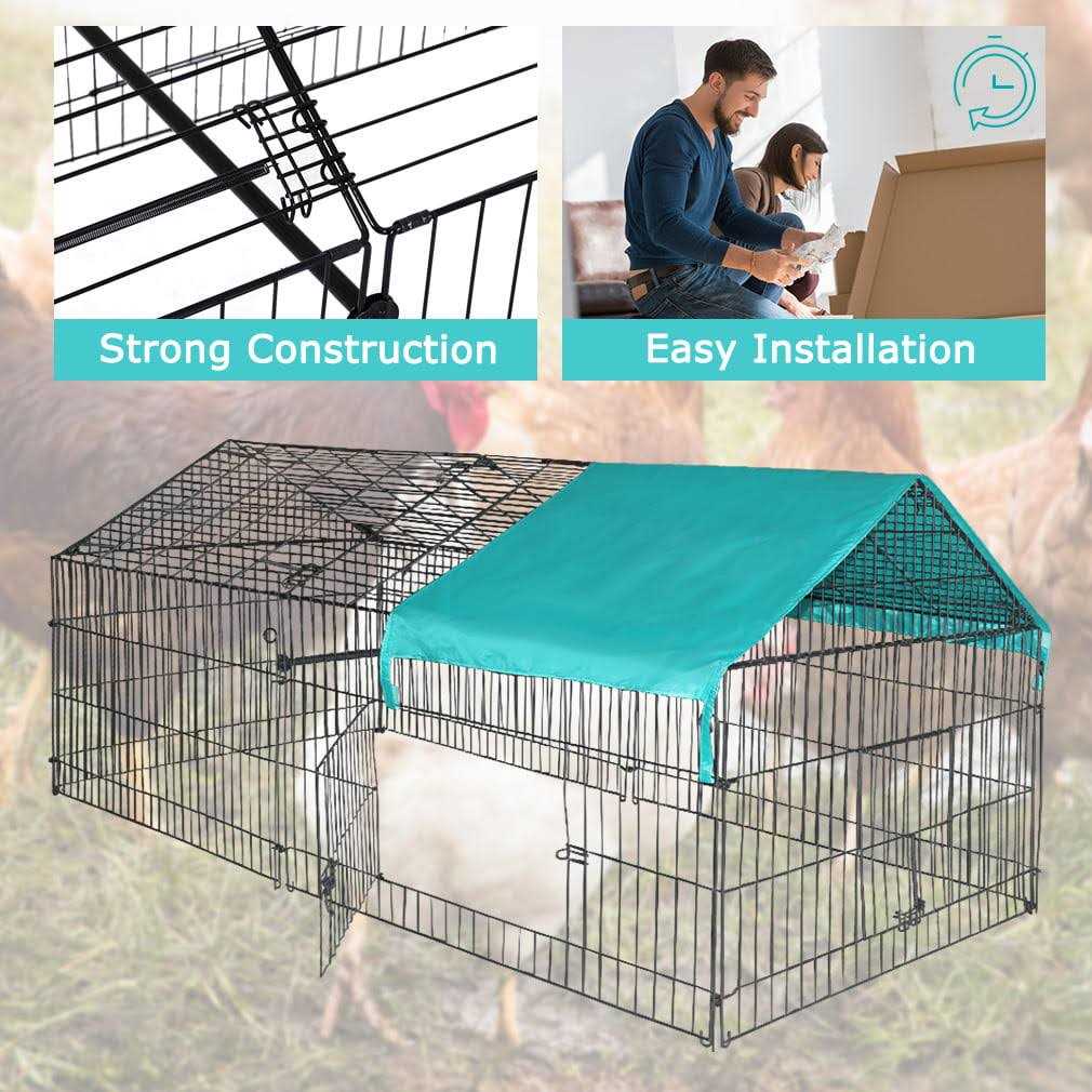 Large Metal Chicken Coop Run Enclosure with Waterproof Cover S331