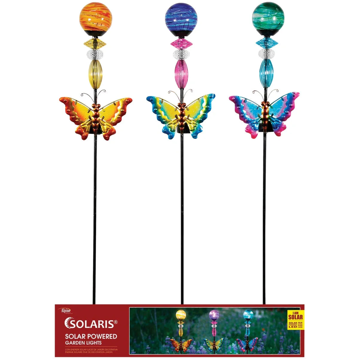 Glass & Metal Butterfly Stake Pack of 9 C906