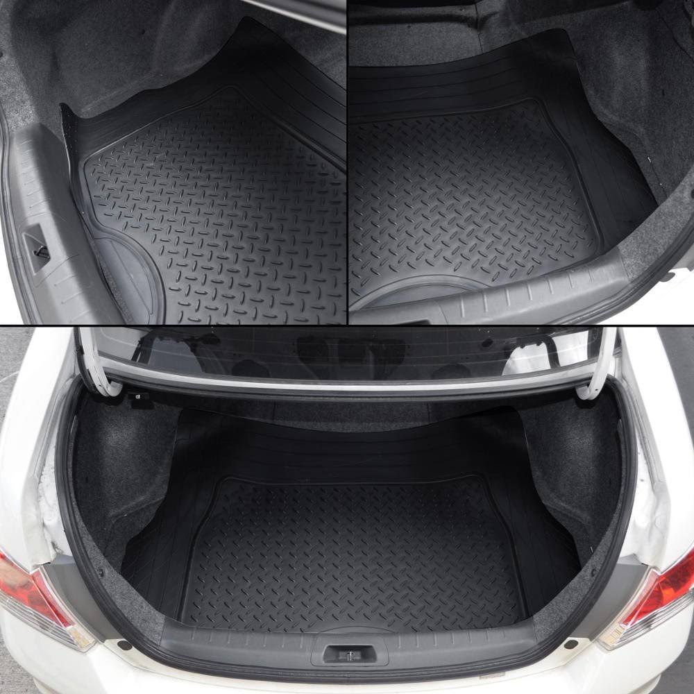 4pc Black Rubber Car Floor Mats Set with Cargo B82967