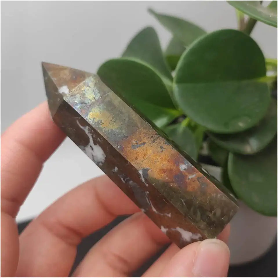 Natural Crystal Rough Copper Pyrites Wand Gemstone Obelisk M246160