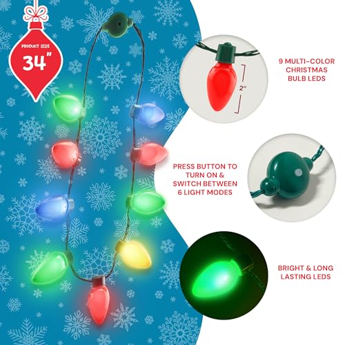 4 Pack LED Light Up Christmas Bulb Necklace F5503