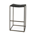 Black Woven Leather Seat Bar Stool H632668