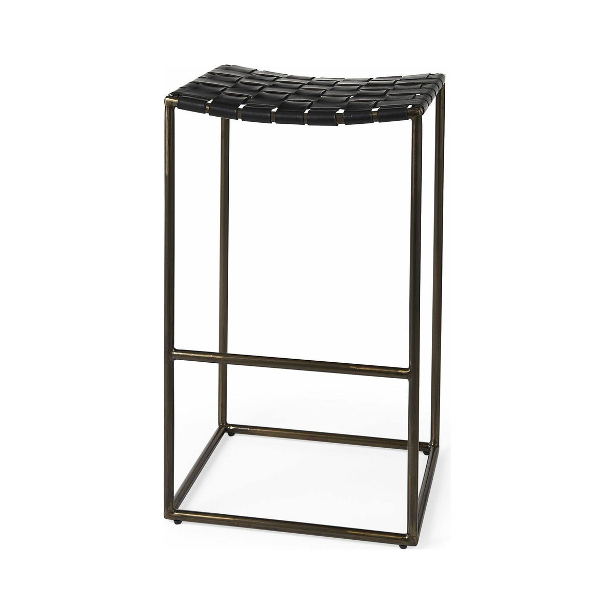 Black Woven Leather Seat Bar Stool H632668