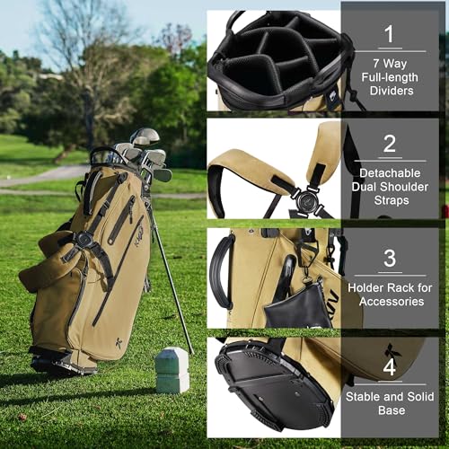 Lightweight Golf Stand Bag with 7 Way Dividers and 5 Pockets L823