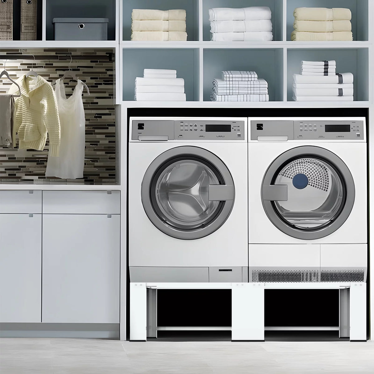 White 2-in-1 Laundry Pedestal U782453