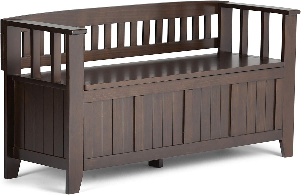 Solid Wood Entryway Storage Bench with Safety Hinge V17469