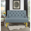 Light Blue Fabric Armless Loveseat H7158
