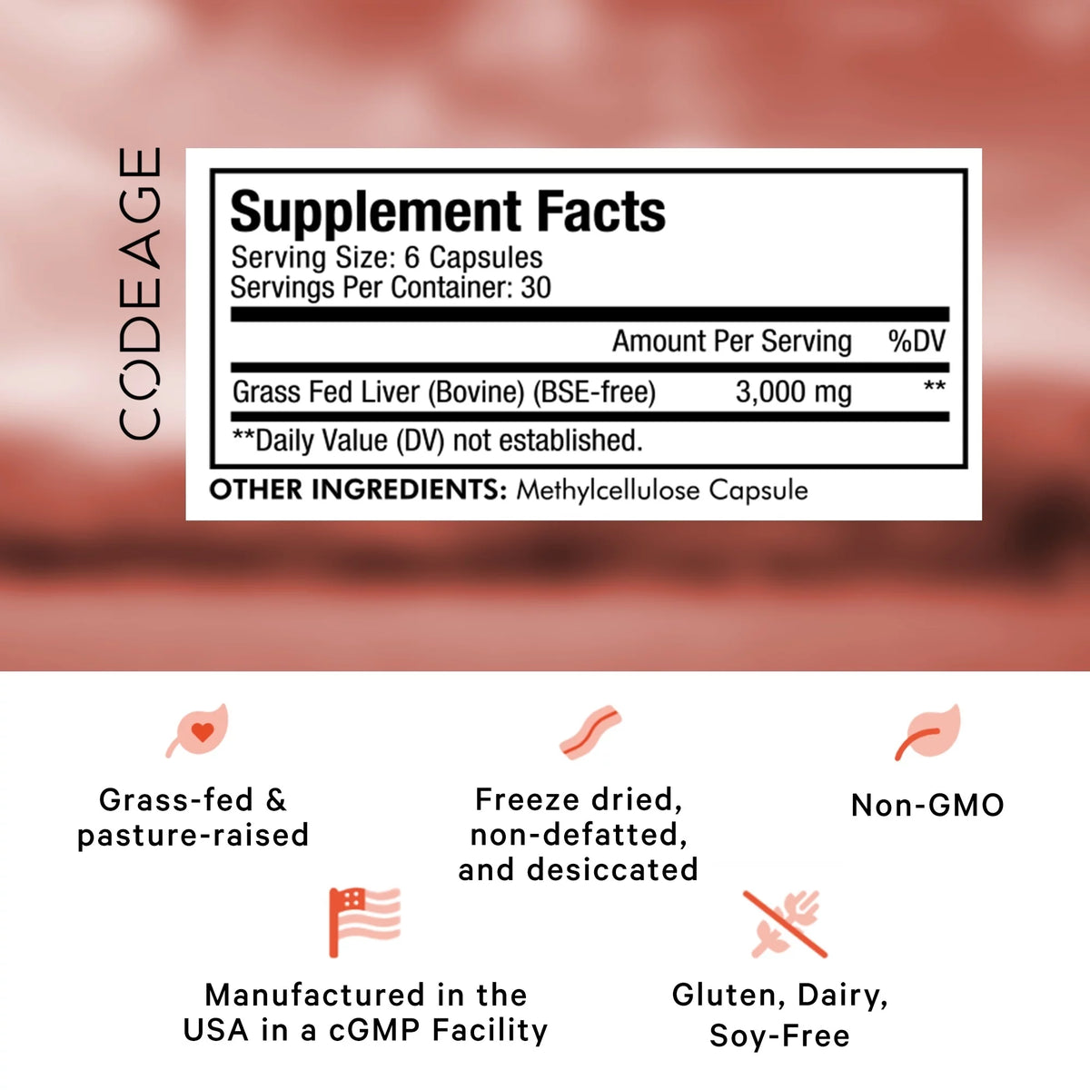 Grass-Fed Beef Liver Freeze-Dried Supplement, 180 ct Y289