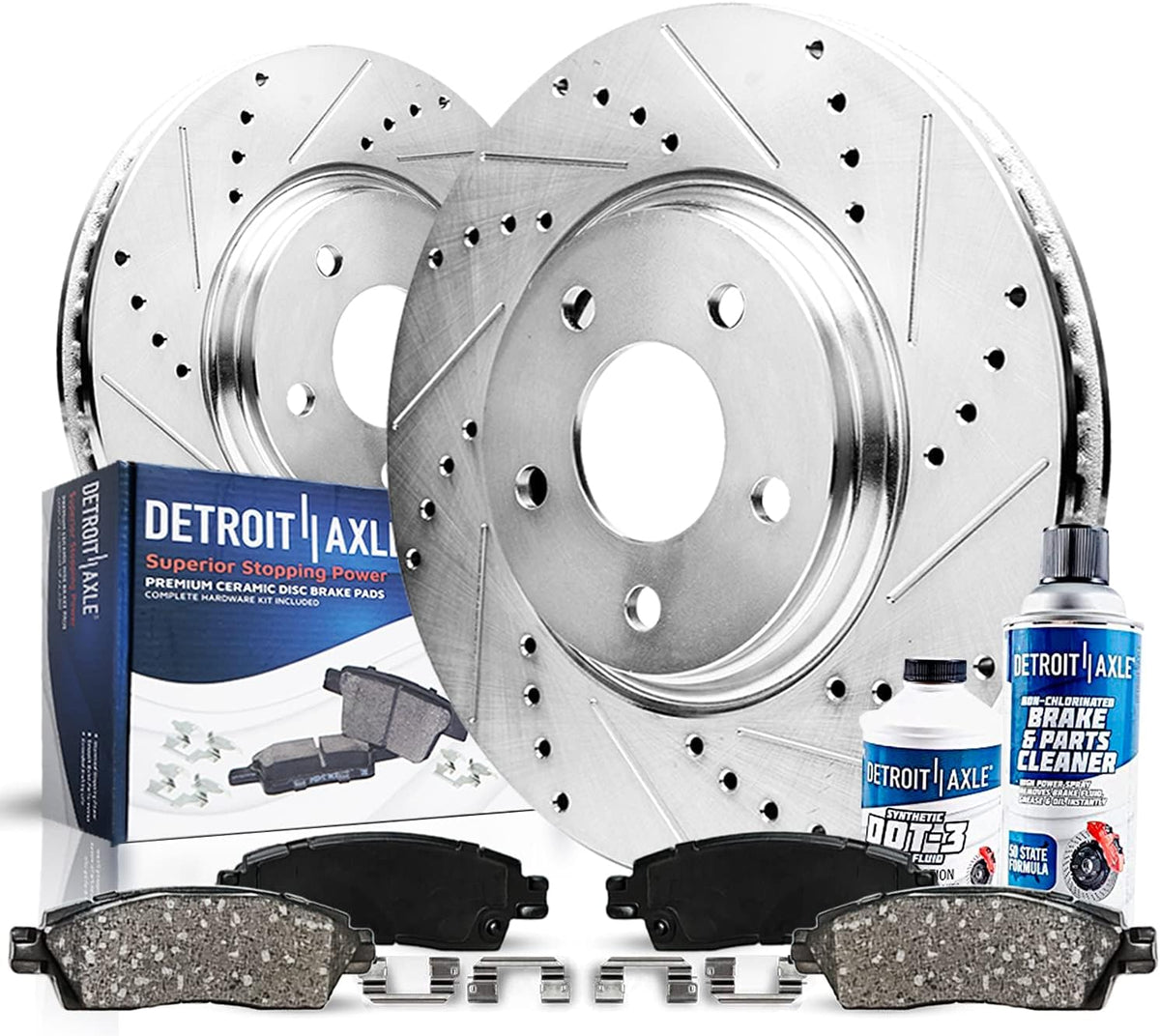 Front Drilled & Slotted Rotors + Brake Pads 6pc Set L4559