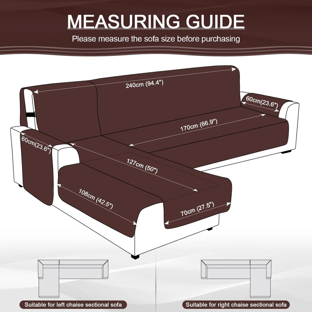 Large/Chocolate Waterproof L Shaped Sofa Covers 3pcs U6791