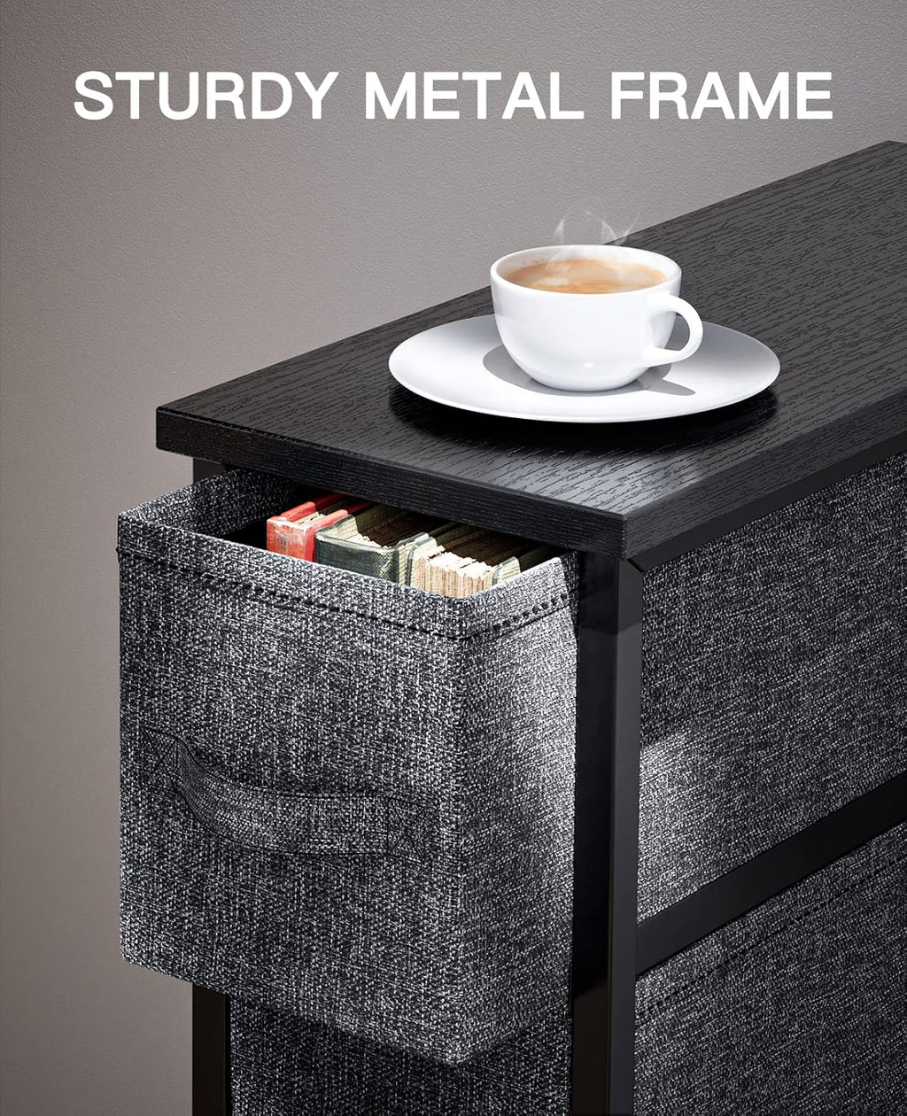 Black Fabric Dresser with 4 Drawer T178751
