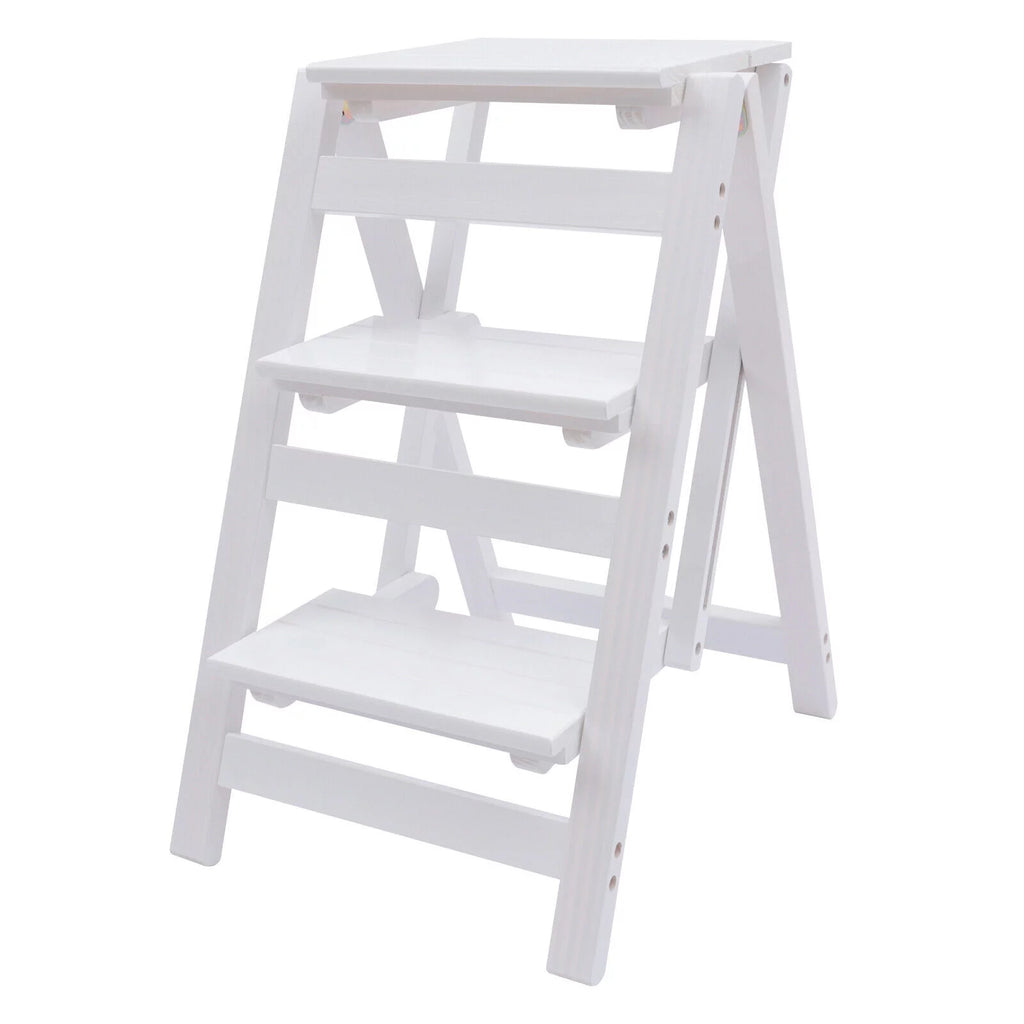 Folding Wooden Step Stool Anti-Slip White G4516