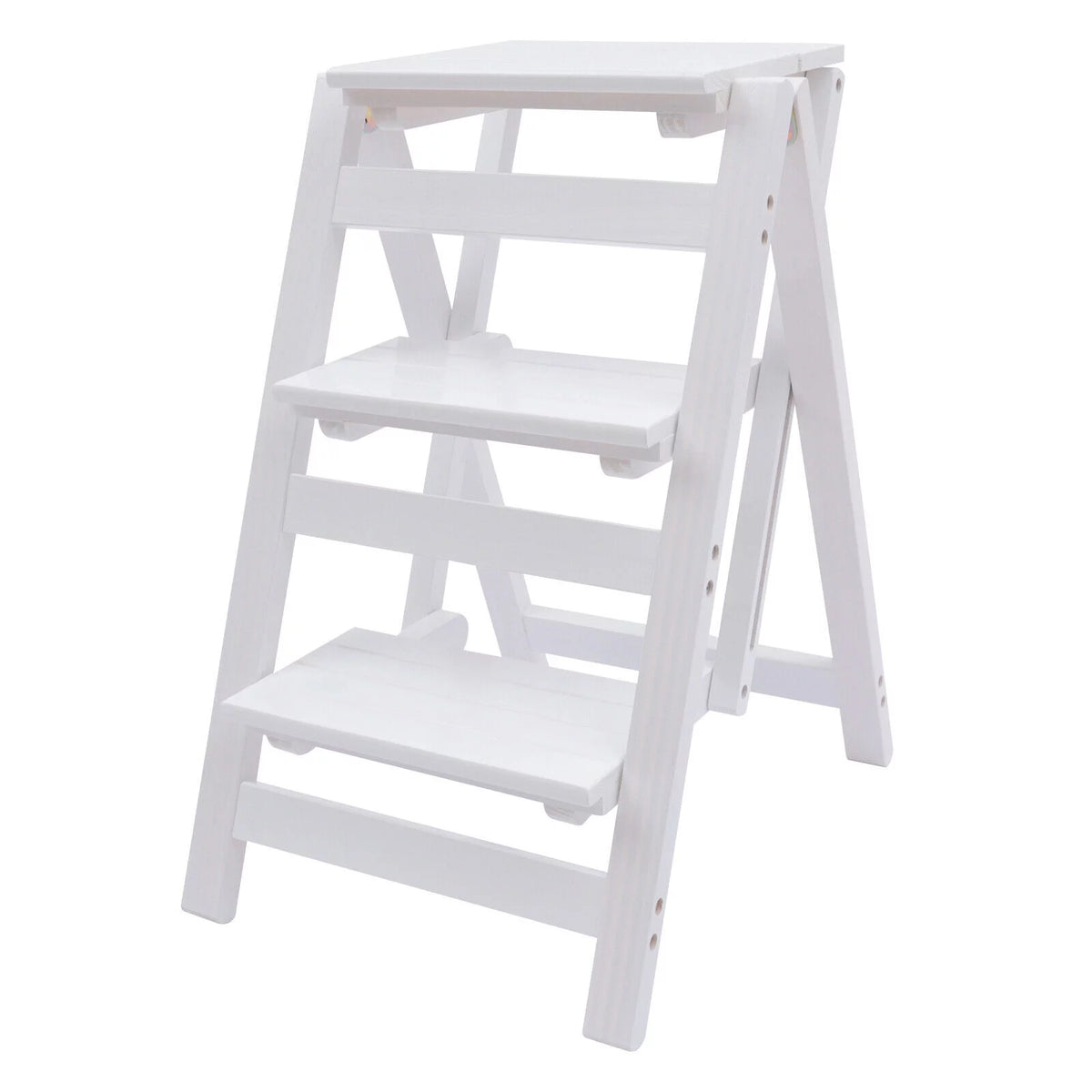 Folding Wooden Step Stool Anti-Slip White G4516