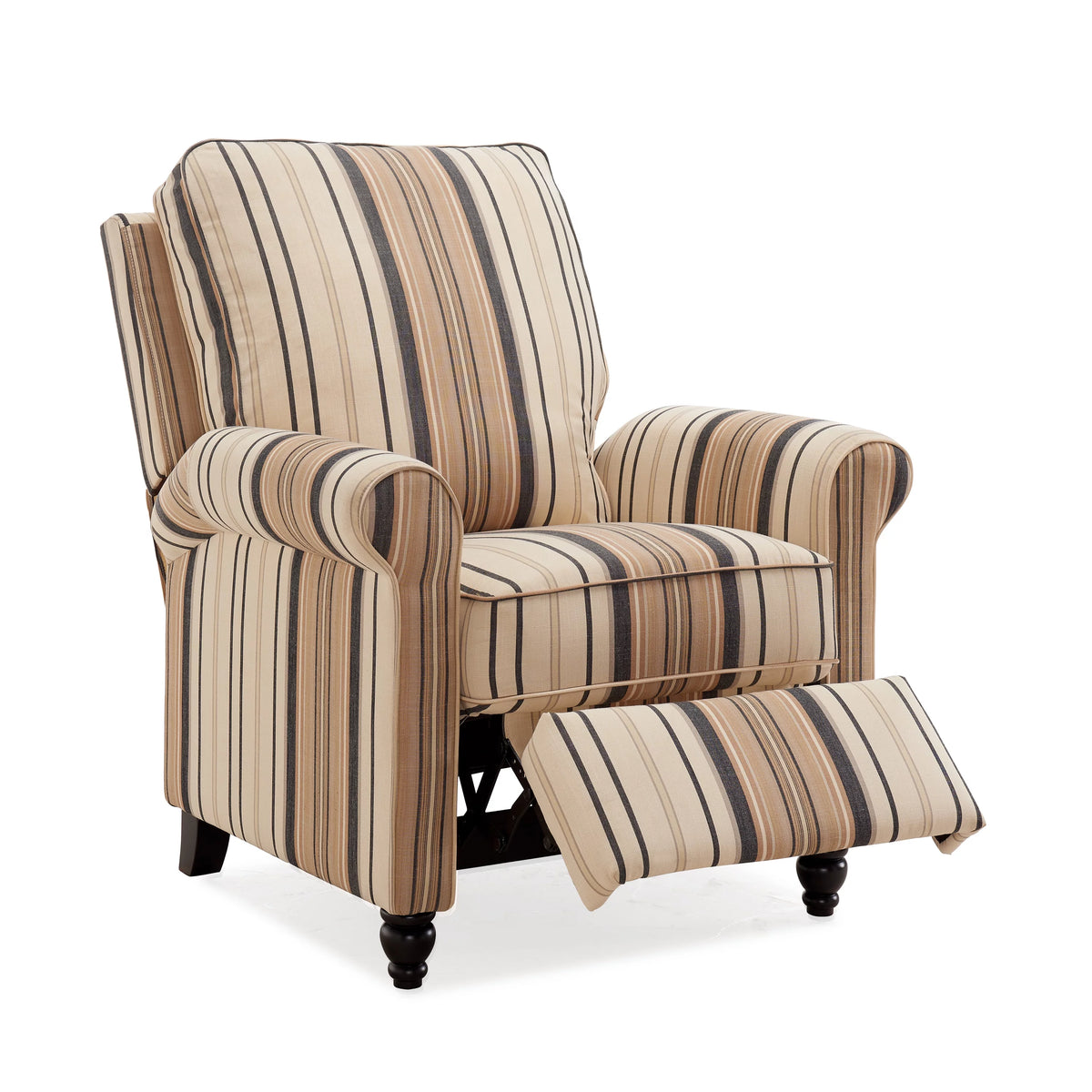 Brown and Black Woven Stripe Recliner Chair N38130