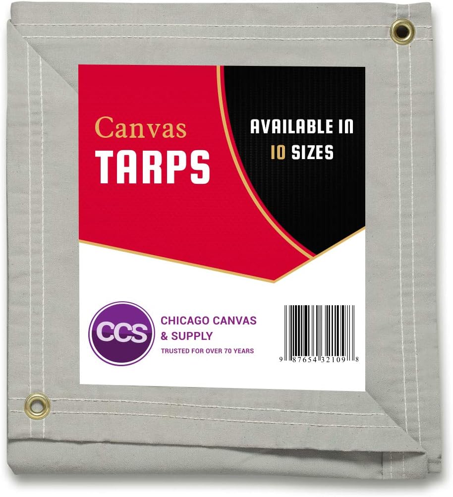 Olive Drab 10 by 12 Feet Waterproof Canvas Tarp with Rustproof Grommets D7536