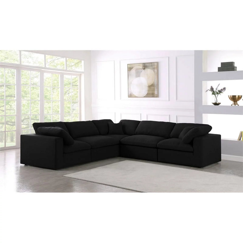 Black Linen Fabric Modular Sectional G34550