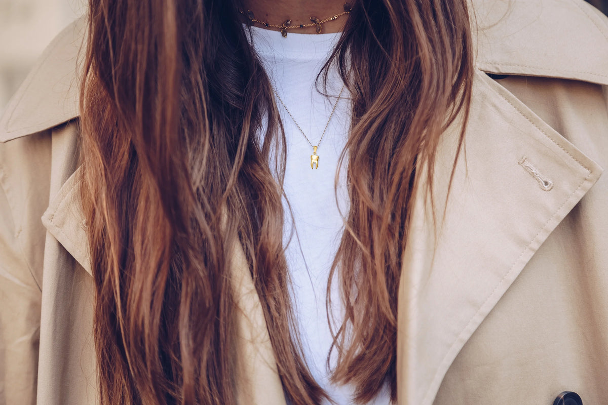 14k Solid Gold Human Tooth Pendant U3792