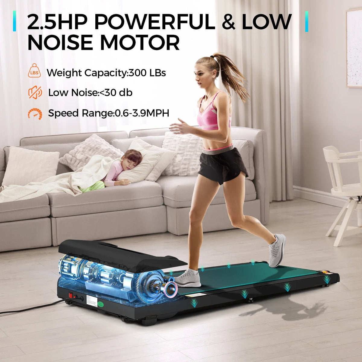 Walking Pad Treadmill 2.5HP Electric Jogging Running Machine G6773