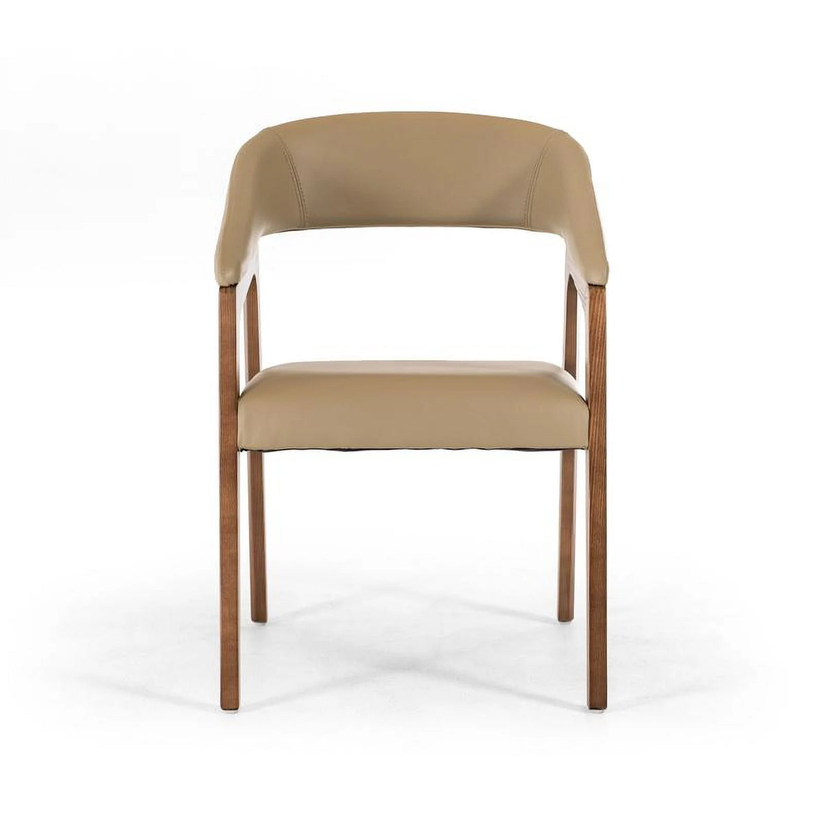 Taupe Leatherette and Walnut Wood Dining Chair R106