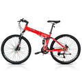 Folding Mountain Bike 21-Speed 26 inch Wheels Red V440495