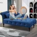 Blue Upholstered Chaise with Accent Pillow S3259